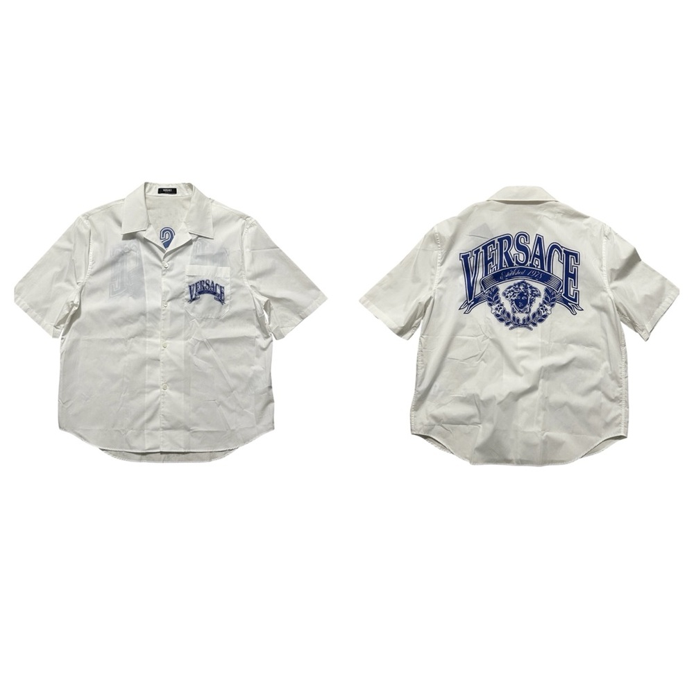 New Versace White Medusa Logo Camp Shirt Mens Size 50IT